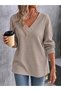 Women's V-Neck Long Sleeve Waffle Blouse - 3