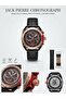 Chronograph Men's Wristwatch - Rose Gold Case, Black Leather Band (Model Xl-656-Ma)