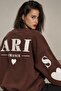 Women's Oversize Sweatshirt Paris 3D Printed Brown – Crew Neck, Printed on Sleeves and Back, 3 Yarns - 2