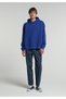 Oversize Fit Hooded Printed Men's Blue Sweatshirt - 3