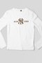 Ny New York White Long Sleeve Combed Cotton Men's T-Shirt - 2