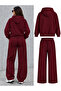 Oversize West Coast Printed Hooded 100% Cotton Wide Leg Sweatpants Set - 2