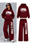 Oversize 1986 Girls Team Printed Hooded 100% Cotton Wide Leg Sweatpants Set