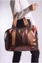 Women's Patterned Leather Shiny Brown Daily Hand and Shoulder Bag - 6