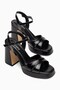 Women's Black Platform Heeled Shoes - 5