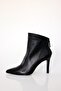 Black Back Zipper Pointed Toe Boots 25408