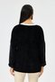 Black Italian Heart Patterned Sequined Low Long Sleeve Oversize Velvet Blouse 40 - 46 Size - 3