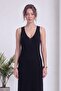 Women's V-Neck Thick Strap Ribbed Knit Midi Dress Red, Burgundy, Gray, Black, Green - 6