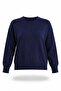 Navy Blue Crew Neck Lyocell Yarn Knitwear