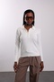 Ecru Polo Neck Lyocell Yarn Knitwear - 4
