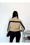 Women's Stand Collar Zippered Sports Bomber Jacket - 5067-L - Beige - 2