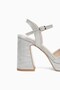 Silver Striped Women's Platform Heeled Shoes - 2