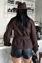 Zr Women's Stand Collar Belted Short Lined Comfortable Fit Light Brown Cashmere Coat - 4