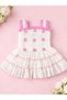 Girls Floral Cotton Dress – Sleeveless Lace Strap, Layered Ruffle & Flower Detail Party Dress - 5