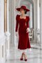 Velvet Fabric Dress with Guipure Details