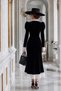 Velvet Fabric Dress with Guipure Details - 4