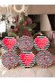 6-Piece Black and White Striped Heart Design Love Themed Placemat & Supla