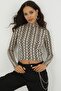 Women's Stone Half Fisherman Zebra Pattern Blouse LPP1133 - 4