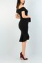 Crepe Fabric Cross Collar Detailed Slim Fit Midi Length Black Evening Dress 2870 - 2