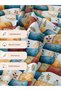 100% Cotton Satin Patchwork Fabric – 300X155 cm – Floral and Plant Motif Patchwork Pattern in Blue, Burgundy, and Yellow Tones - 6
