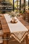 100% Cotton Tasseled Runner Bohemian Authentic Square Pattern Lace Detail Tablecloth Premium - 2