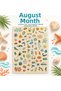 August Summer, Sea and Holiday Themed Holographic Decorative Stickers – 1 Sheet