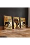 African Woman and Elephant 3 Piece Wooden Framed Painting Act - 2