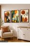 Bohemian Style Modern 3 Piece Wooden Framed Painting Act
