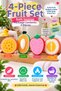 Four Fruit Shaped Bath Sponge Set Baby Kids Washing Shower Sponge Orange Avocado Strawberry Peach