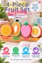 Four Fruit Shaped Bath Sponge Set Baby Kids Washing Shower Sponge Orange Avocado Strawberry Peach - 3