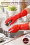 4 Pieces Dishwashing and Cleaning Gloves – Size M, Natural Latex Outside, Cotton Lined Inside, Non-Slip Toothed Surface, Dish Gloves