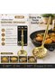 4 Pieces Metal Serving Colander - Perforated Stainless Steel 27 cm Ergonomic Handle Gold Color Pasta Frying Skimmer Serving Spoon - 3