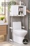 5 Pieces Bathroom Organizer Shelf Cabinet – Over-The-Toilet Shelf with Lid, Compact Organizer, Plastic and Stainless Steel, Bathroom Organizer
