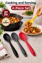 Set of 4 Black Anthracite Red Yellow, Large Size Silicone Spoons 27 Cm, Cooking and Serving Spoons. - 5