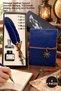 4-Piece Leather Notebook and Feather Pen Gift Set – Antique Design with Faux Leather Cover, Unlined 150-Page Notebook, Dip Pen and Feather Pen