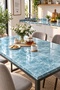 Blue 60X500 cm Marble Patterned Waterproof Adhesive Foil Table Kitchen Countertop Sticker - 3