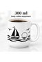 Sailing Boat Patterned Porcelain Mug 300 ml Marine Themed Black and White Coffee Tea Cup with Handle Gift for Sailor - 5