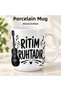 Rhythm Is Time Porcelain Mug 300 ml with Guitar and Note Pattern Music Themed Coffee Tea Cup Musician's Gift - 6