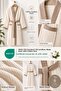 1 Piece Kimono Striped Bathrobe 100% Cotton Certified Contrast Unisex Striped Kimono Bathrobe - Cream - 3