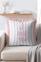 Riviera Dolce La Dolce Vita Written Blue Striped Tasseled Decorative Throw Pillow Cover - 3