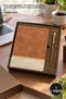 1 Piece Soft Leather Notebook and Metal Rollerball Pen Set – Tan Gold Patterned Box, Vip Thermo Notebook, Corporate Gift, Teachers' Day, Notebook Pen Set