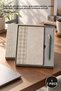 1 Piece Leather Notebook and Pen Set – Boxed Premium Gift Set, Gray Patterned Box, Metal Rollerball Pen, Corporate Printed Notebook Pen Set
