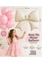 Cream - Pink Color Bow Foil Balloon Set 98X75 cm – Birthday Decoration Set with 5 Pink-White Balloons