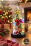 3 Lighted Decorative Glass Jars – Christmas Themed Table Decoration, Lighted Glass Dome, Christmas Decor, Glass Dome