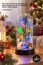 4 Pieces of Christmas Themed Lighted Decorative Glass Jars – Desktop Christmas Ornament, Glass Dome 19 X 9 Cm, Holiday Decor Snow Globe