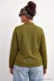 Khaki Button Closure Judge Collar Oversized Knitted Jacket Tbbaw27Ag00048 - 6