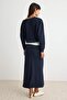 Navy Blue Oversize/Wide Fit Asymmetric Collar Skirted Thick Knitted Bottom - Top Set Twoaw27Au00132 - 5