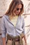 Gri Melanj Premium Kapüşonlu Fermuarlı Oversize İnterlok Örme Hırka/Sweatshirt TWOAW27SW00018 - 2