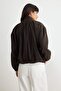 Dark Brown Oversize Stand Collar Linen-Blend Bomber Coat Twoss26Mo00026 - 4