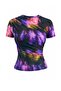 Purple-Multicolor Tie-Dye Patterned T-Shirt with Drawstring Detail Tdrss26Ts00050